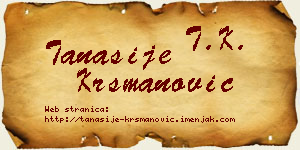 Tanasije Krsmanović vizit kartica